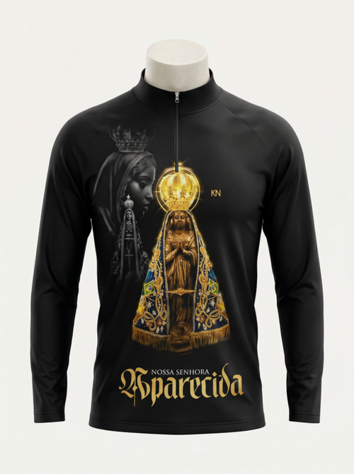 Camisa Nossa Senhora Aparecida Manga Longa com Zíper – OFERTA RELÂMPAGO COMPRE 1 LEVE 3